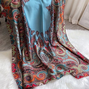 Designer Satin Silk Scarf For Women Silk Scarf Silk Shawl Boho Style Scarf Satin Silk Shawl For Her image 3