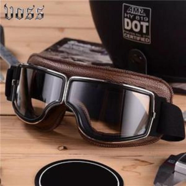 Motorcycle Retro Brown High Quality PU Leather Goggle