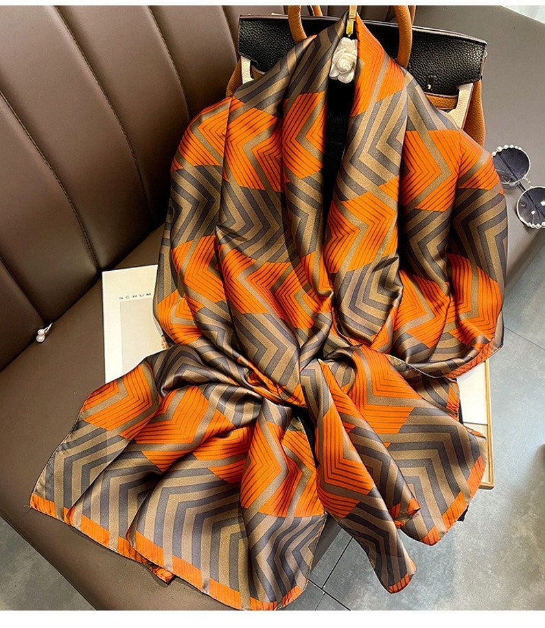 Designer Satin Silk Scarf For Women Silk Scarf Silk Shawl Boho Style Scarf Satin Silk Shawl For Her Style 4