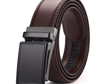 Men's Brown Leather Belt Men Leather Automatic Buckle Belt Men Formal Belt Men Leather Belt Black Buckle Belt