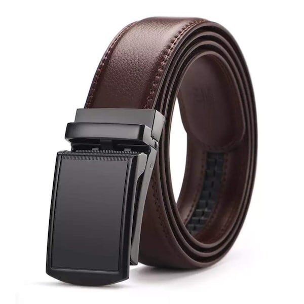 Men's Brown Leather Belt Men Leather Automatic Buckle Belt Men Formal Belt Men Leather Belt Black Buckle Belt