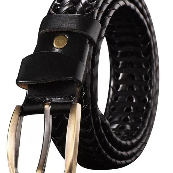 Cinturón trenzado de cuero negro Original tejido a mano para hombre cinturón de cuero trenzado cinturón trenzado de cuero para hombre