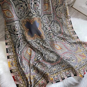 Designer Satin Silk Scarf For Women Silk Scarf Silk Shawl Boho Style Scarf Satin Silk Shawl For Her image 4