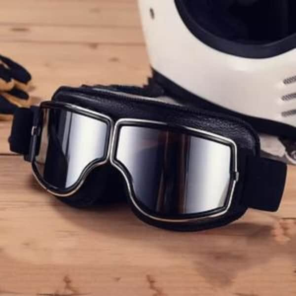 Motorrad-Retro-Schutzbrille aus hochwertigem PU-Leder in Schwarz