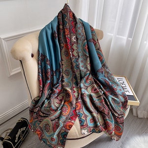 Designer Satin Silk Scarf For Women Silk Scarf Silk Shawl Boho Style Scarf Satin Silk Shawl For Her Style 1