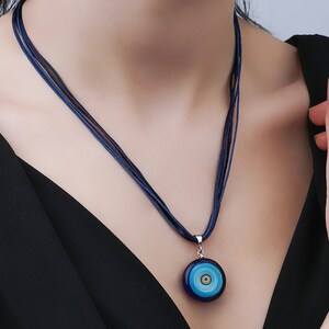 The Aegean Guardian - Murano glass blue evil eye necklace, lampwork nazar, handmade, millefiori eye necklace, protection necklace, noel gift