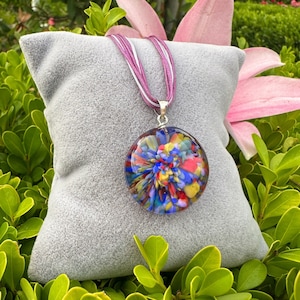 Ionian Lilac Cascade - Woman Power - Murano glass implosion pendant, lilac purple colorful necklace, wearable art, one-of-a-kind necklace