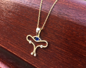 Sappho&#39;s Muse- Woman power! Uterus, evil eye necklace, 925 sterling silver 18K gold plated, protection and power jewelry, life and creation