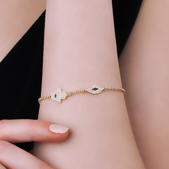 Pulsera De Ojo Malvado De Oro De 14 Quilates: Amuleto De Pro | Cuotas