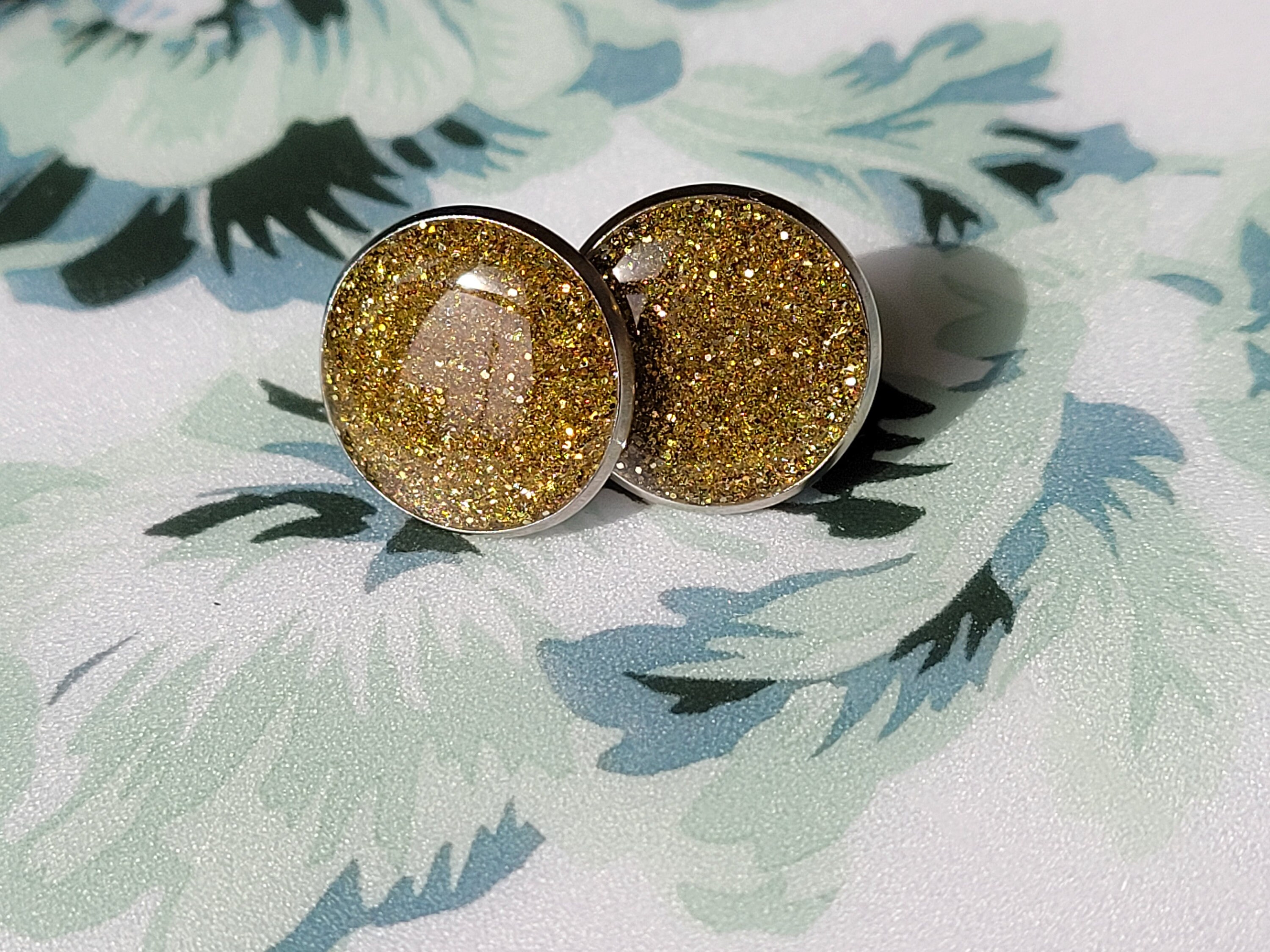 Glitter Epoxy Resin Stud Earrings 14 Mm Etsy Singapore