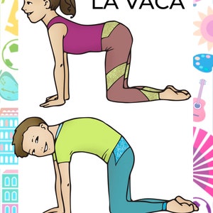 Poses de yoga espagnol pour enfants, Yoga pour enfants, Cartes de yoga pour enfants, Cartes flash, Cartes éducatives, Imprimable, Espagnol