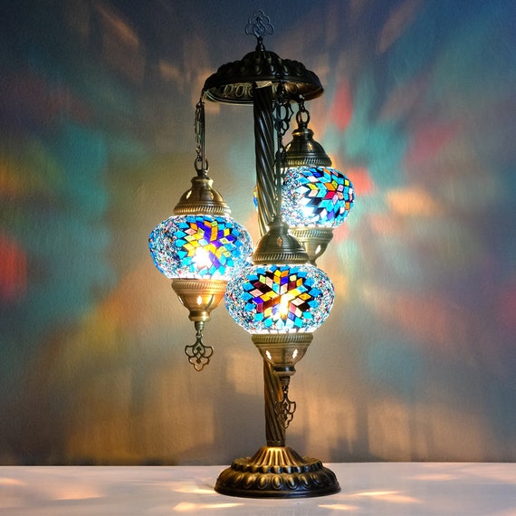 Moroccan Mosaic Table Lamp 3 Globe Turkish Floor Lamp Bedside
