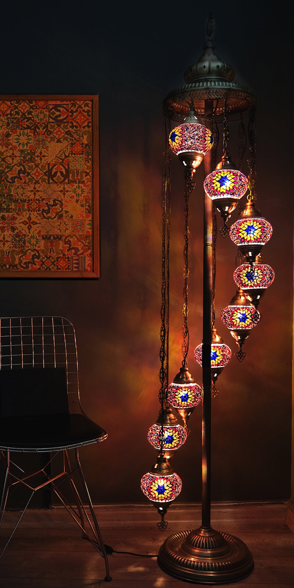 Floor Lamp Turkish Floor Lamp 9 Globe Mosaic Lamp All Etsy