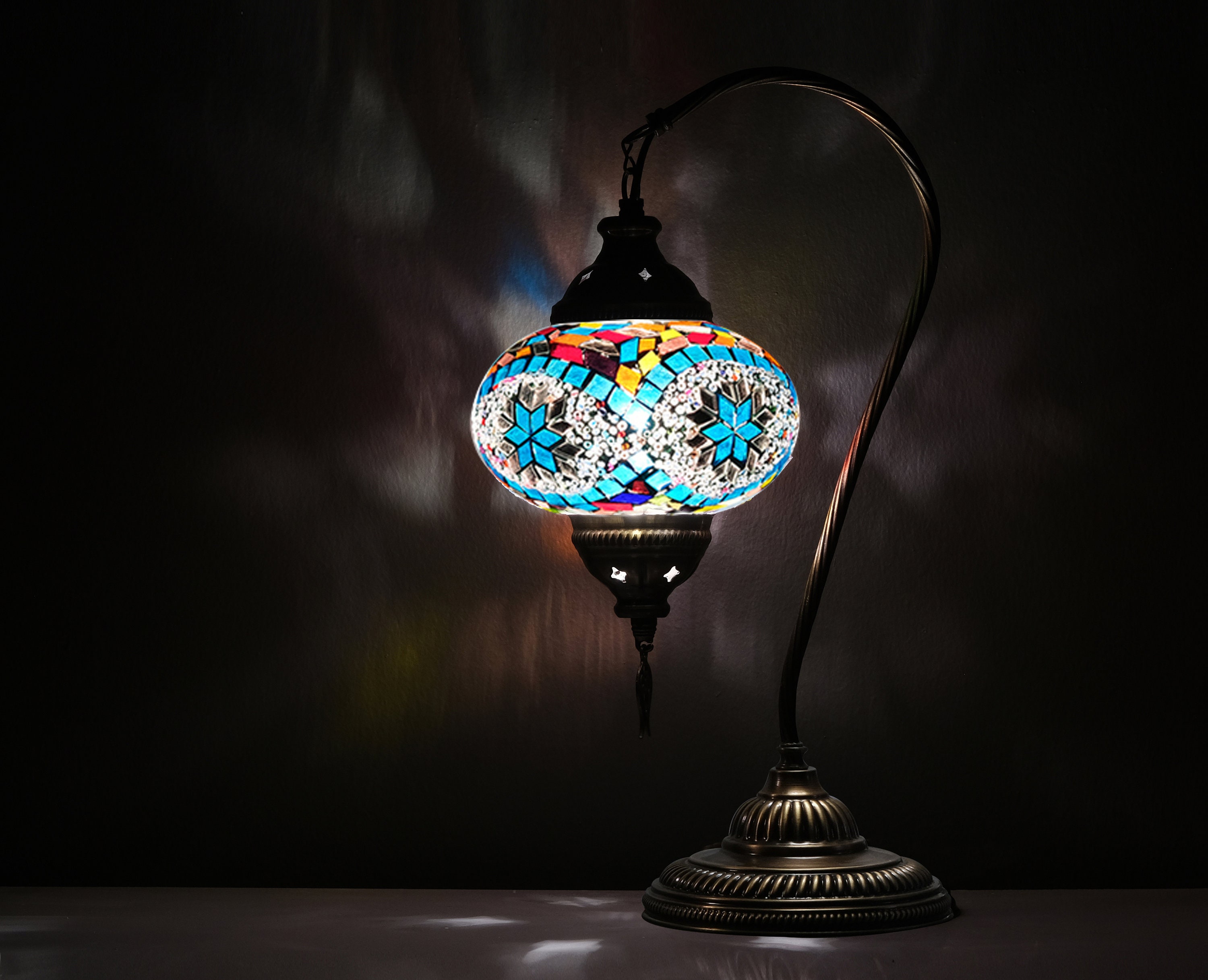 Turkish Moon Desk Lamp, Turkish Bedside Lamp, Moroccan Mosaic