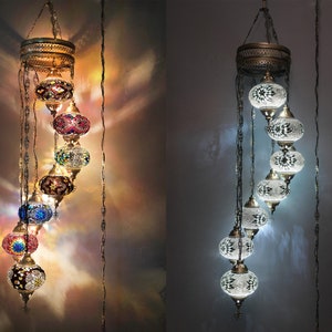 Turkish Mosaic Hanging lamp, Moroccan Pendant Lighting, Mosaic Turkish Chandeliers, Mosaic Ceiling Lamp, Asylove New Design, 7 İnch Globes