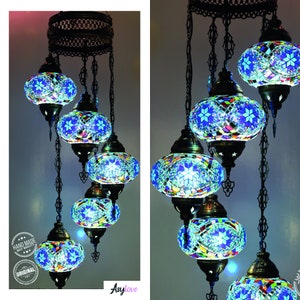 Turkish Lamp, 5 Big Globe, Amazing Pendant Lamp, Luxury Home Design - Mosaic Lamp, Unique lampi,  Turkish Lighting