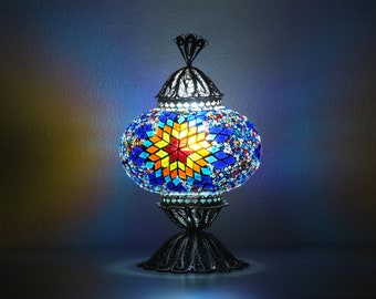 Multicolor Filigree Turkish Mosaic Table Lamp,  Luxury Desk lamp, Bedside Moroccan Lamp, Standing Table Lamp, Telkari lighting