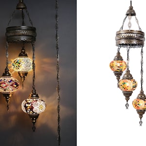 3 Globe Customizable Turkish Chandeliers, Mosaic Pendant Lamp, Turkish Ceiling Lamp, Hanging Light,  Asylove New Design