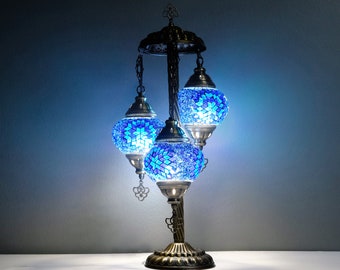 Blue Mosaic Lamp, Helena Blue Mosaic Table Lamp
