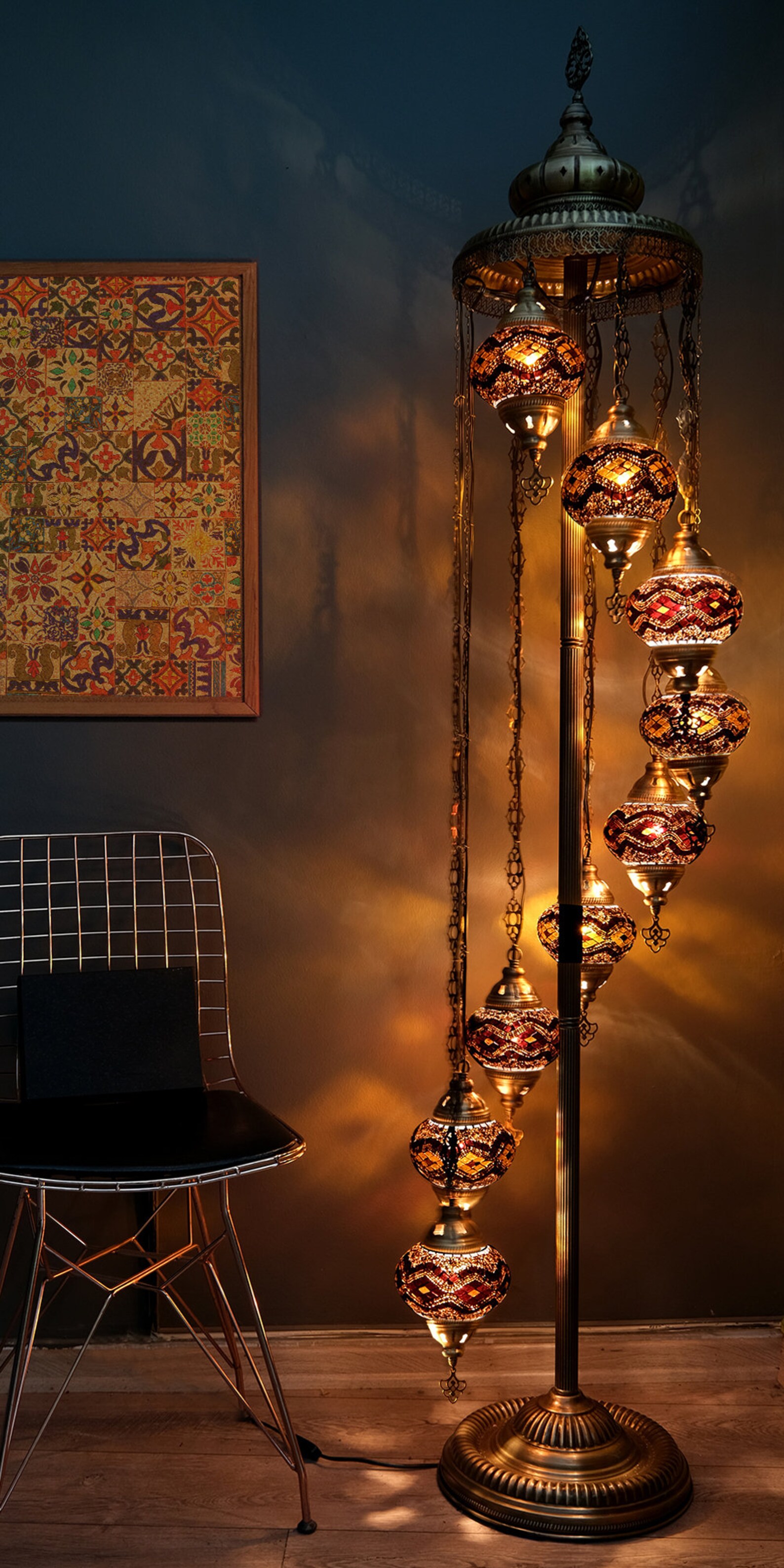 9 Globe Mosaic Turkish Floor Lamp Free Express Shipping - Etsy