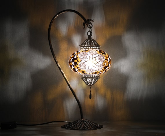 Swan Neck Mosaic Table Lamp, Turquoise, Model 1 (Medium) - Mosaic