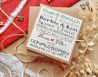 personalisierte Glückwunschkarte zur Hochzeit  | Hochzeitskarte | Klappkarte quadratisch mit Personalisierung