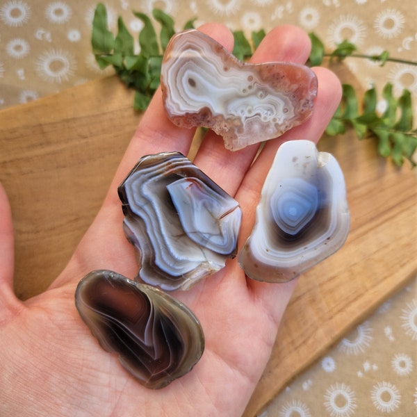 Botswana Agate Polished Pocket Stones, Healing Crystals, Tumbled Palm Stones, Gift, Protection, Calming, Focus, Positivity Emotional Healing