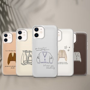Taylor cardigan phone case album cover for iPhone 14, 12, 13, Xr, 11 Pro, Xs, Samsung A33, S20, S10, S22, S23 Ultra, Pixel 6 Pro, 6A, 7, A44