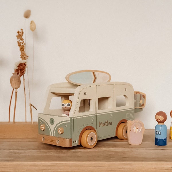 Name | Holzspielzeug Vintage Campervan gelasert, personalisiert- Little Dutch