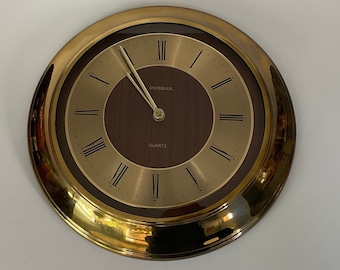 Dugena brass wall clock with Junghans quartz movement 70s true German vintage design