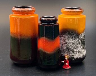 Set Fat Lava Scheurich Vintage Vases 549 21 and 209 18 True German