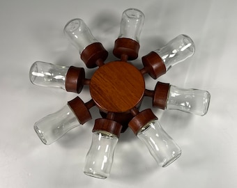 Digsmed Teak Spice Wheel Spice Rondel 8 Jars True Danish Vintage Design