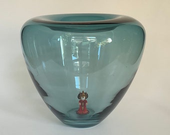 Holmegaard Per Lütken Unique Vase Blue True Danish Design 50s