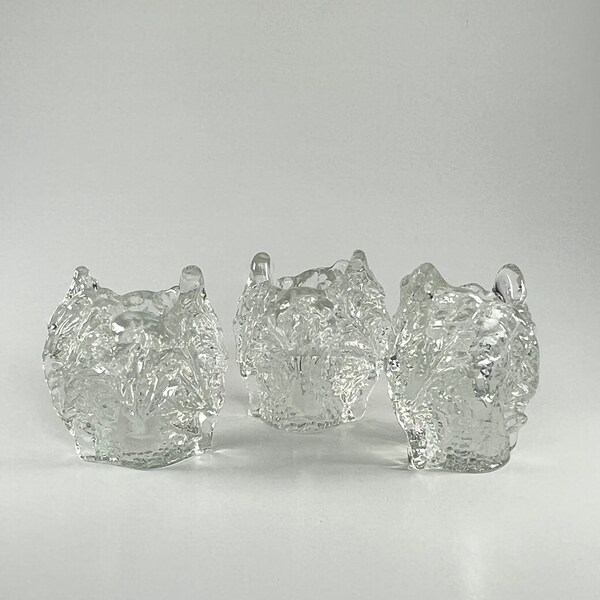 Humppila Finland Glassworks 3 Candle Holders Ice Glass True Vintage 70s