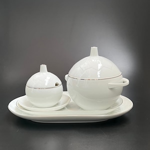 Set Björn Wiinblad Rosenthal Studio Line Lotus Platinum White Leaf True Vintage Design