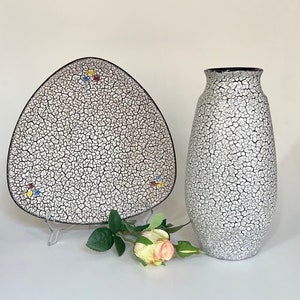Set Fat Lava Foreign Vase and Bowl Shrink Glaze True Vintage 70s