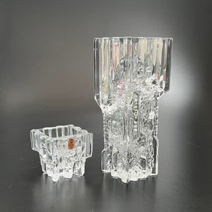 Set Nachtmann Germany lead crystal vase candle holder 70s Wirkkala Style