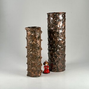 Copper Brutalist Vase Solid Vintage Design Vase from the 70s