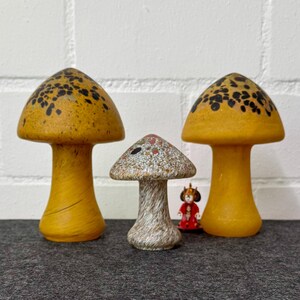 Set (3pc.) Monica Backström Kosta Boda Sweden Mushroom True Vintage 70s