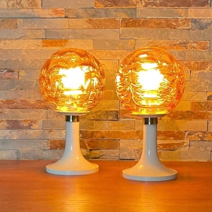 2 Doria Tulip ice glass table lamps True Vintage Design 70s