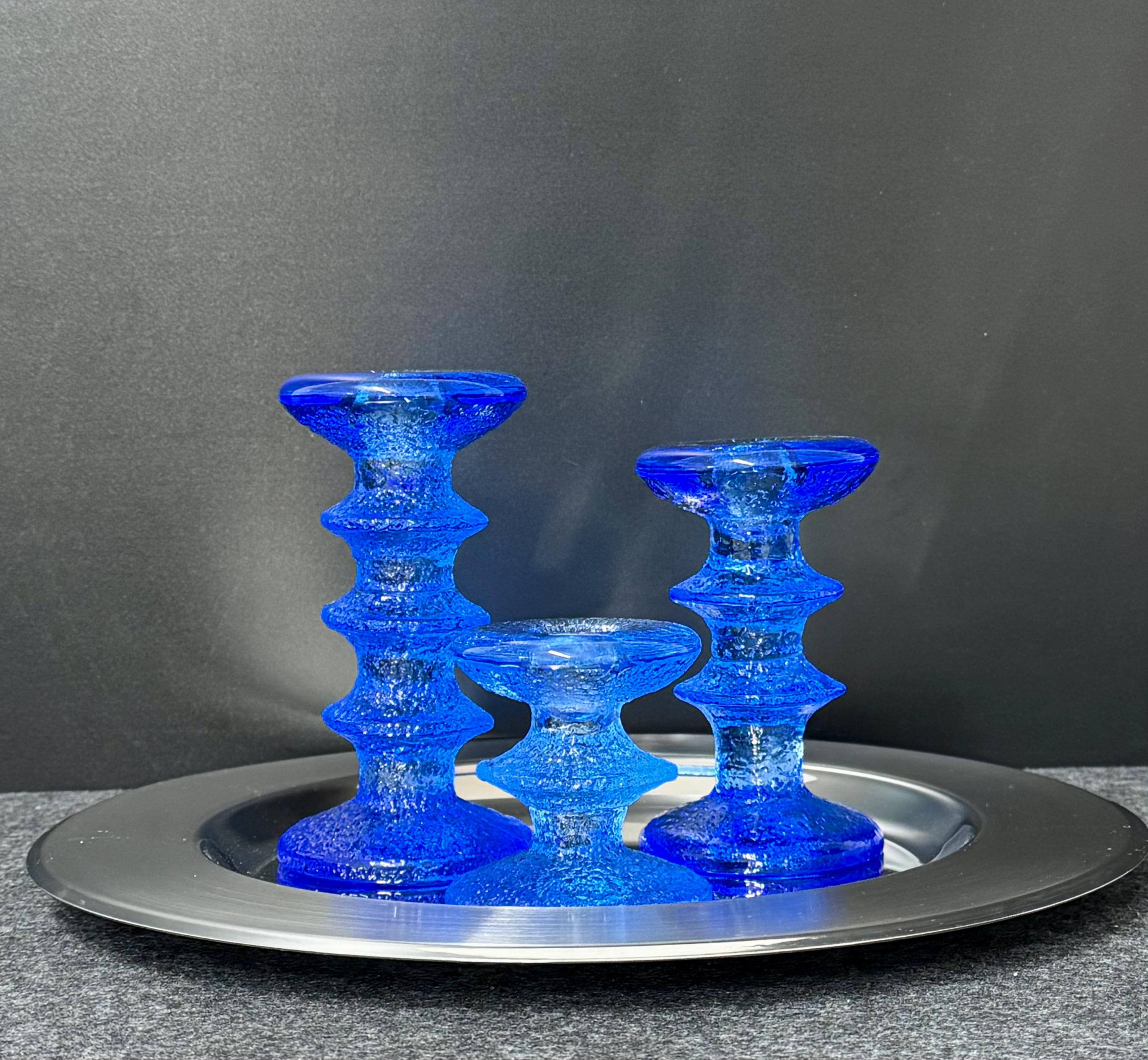 その他  Festivo Timo Sarpaneva Set (3pc.) Iittala Festivo BLUE Timo Sarpaneva Candle Holder True