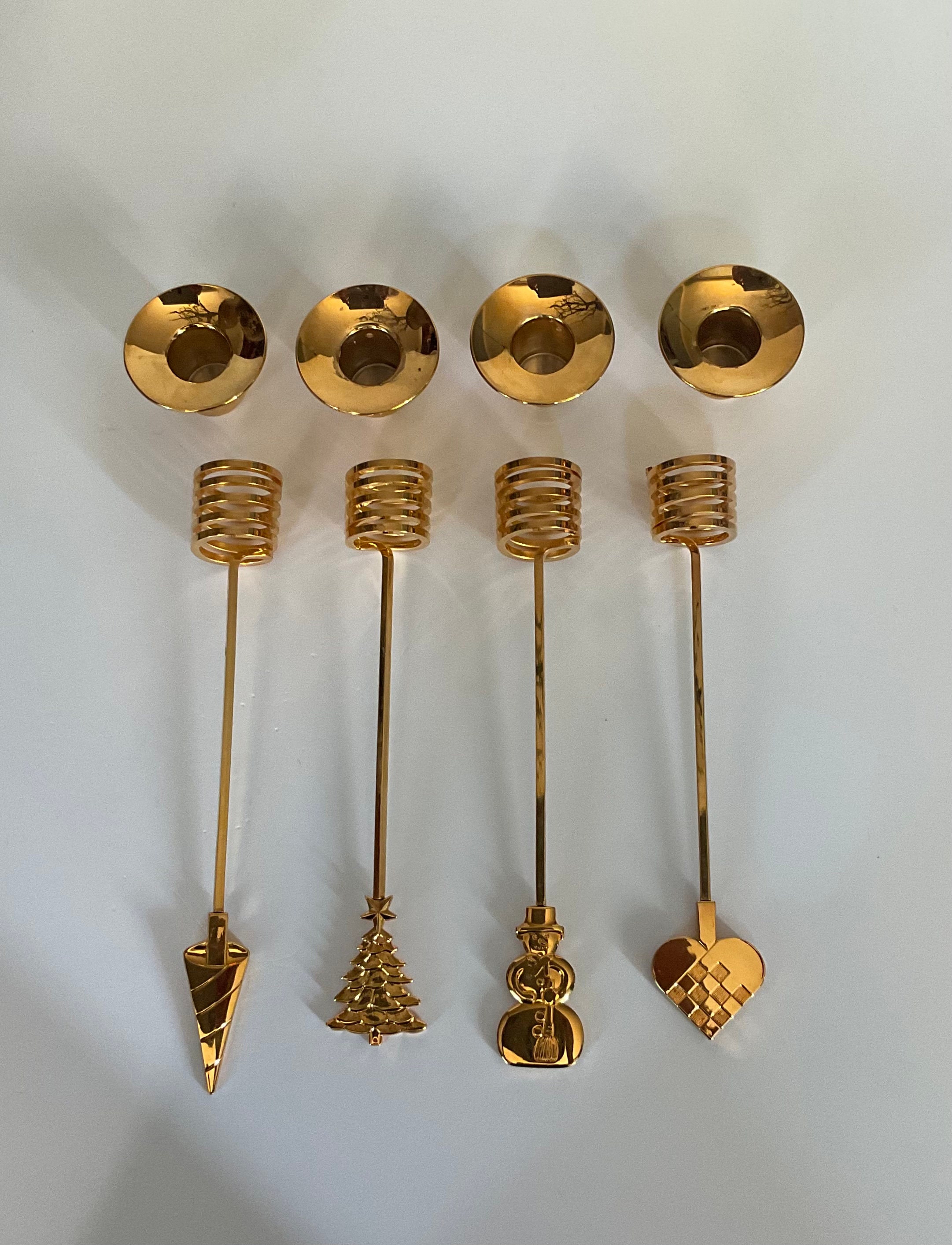 Set of 4 Jensen Golden Christmas Candle Holder for Etsy