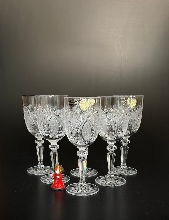 Set of Bohemia Hand Cut Lead Crystal Wine Glasses - Etsy