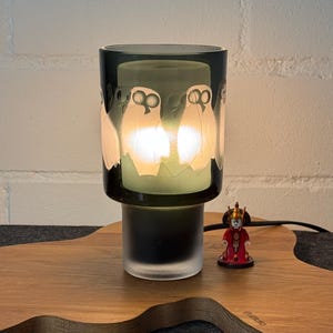 Kosta Boda Sweden Ove Sandberg Tischleuchte Eulen True Vintage Design 60er