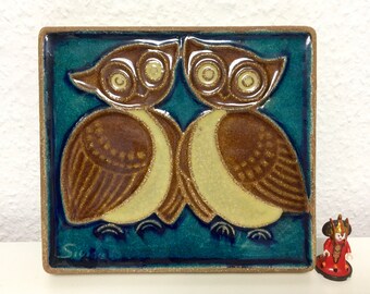 Joseph Simon Relief Wandbehang Wandrelief Eulen Stentoj Soholm MCM Danish Design Vintage