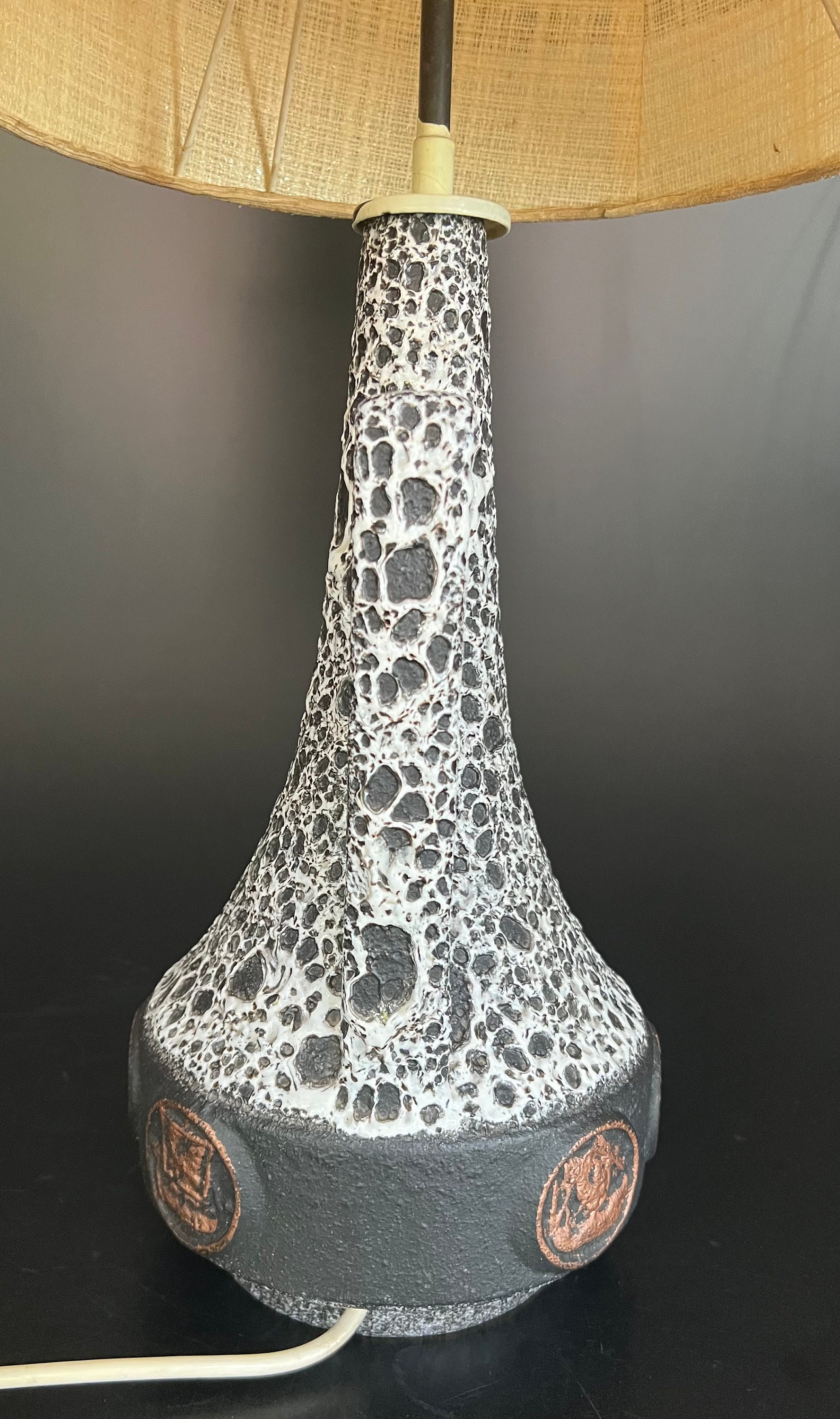 Pied De Lampe Fat Lava Vintage 1970 – Céramique Marron, Lampadaire, Authentifié