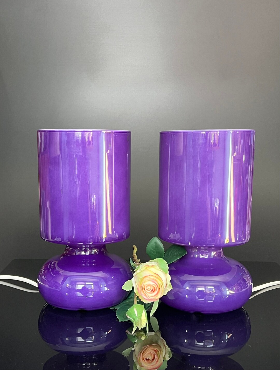 Set Ikea Lykta Purple Glass Lamp Handmade Quality Etsy