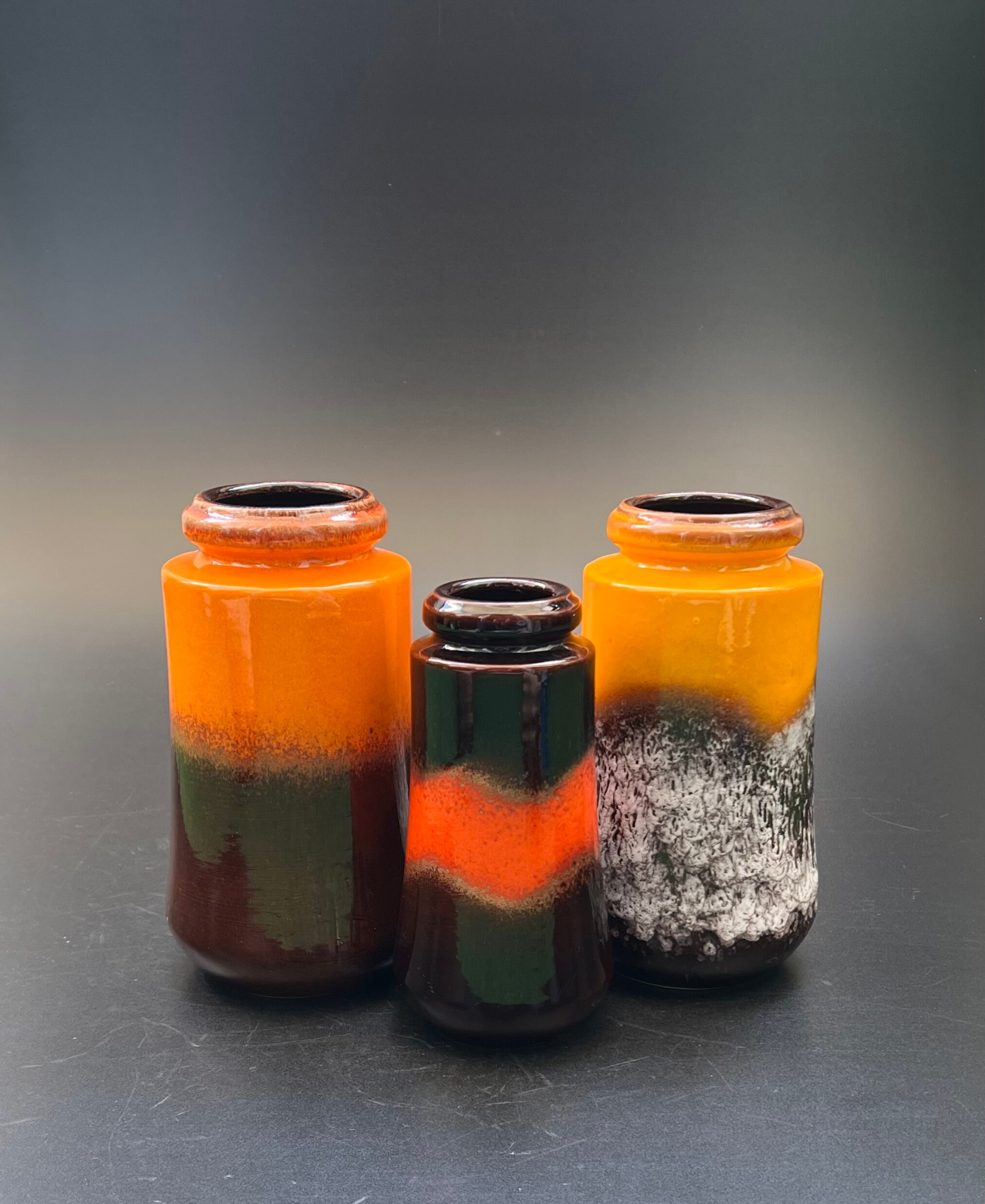 Set Fat Lava Scheurich Vintage Vases 549 21 and 209 18 True German