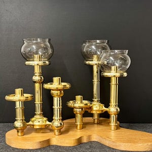 Rare! 27 pc. Vintage Candle Holders, Smoked Glass, Brass, Nail, BMF Quist Plug-in System, True Vintage Design