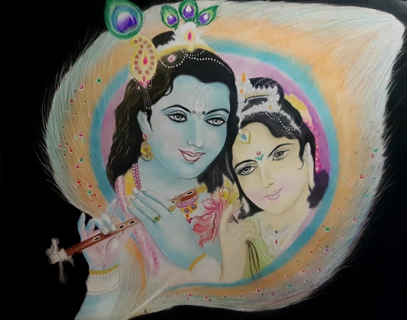 radha krishna drawing